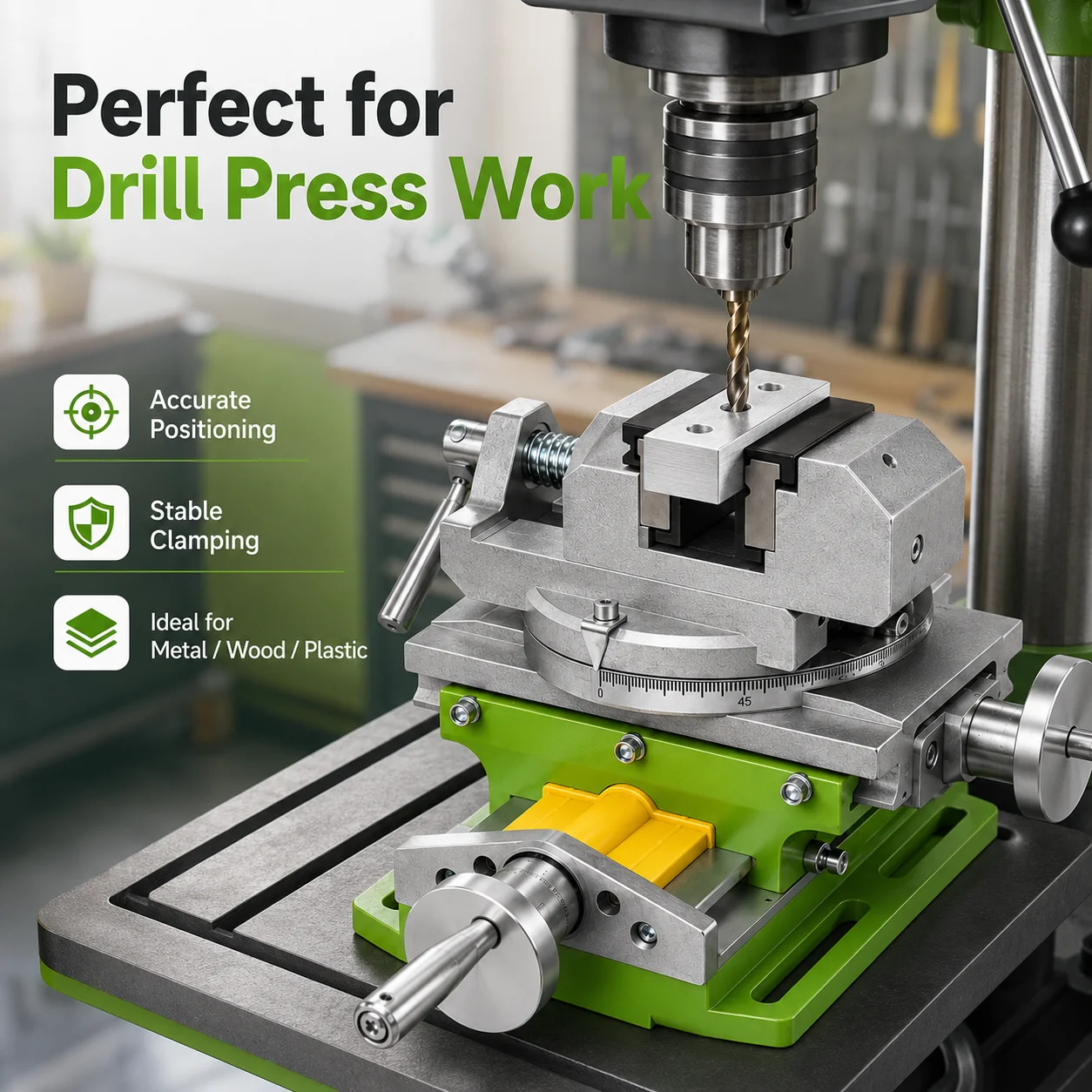 SIHAO 0-90° Swivel Base Precision 3-Axis Compound Worktable 2 in 1 Milling Drilling Vise Aluminium Alloy