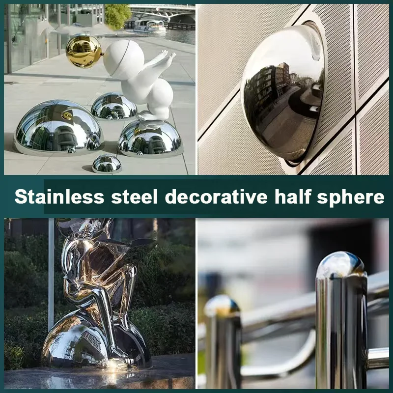 1.0/1.5/2.0mm Thick 304 Stainless Steel Hemisphere Ball Mirror Polished Hollow Semi-ball Modern Art Wall Decor Diameter 19-300mm