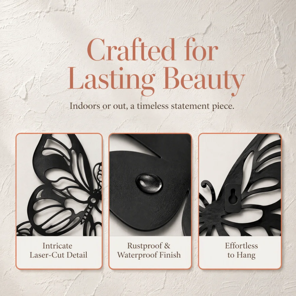 Black Butterfly Wall Decoration Waterproof Rustproof Hanging Wall Art Scene Layout Photo Props Butterfly Hanging Ornament Office