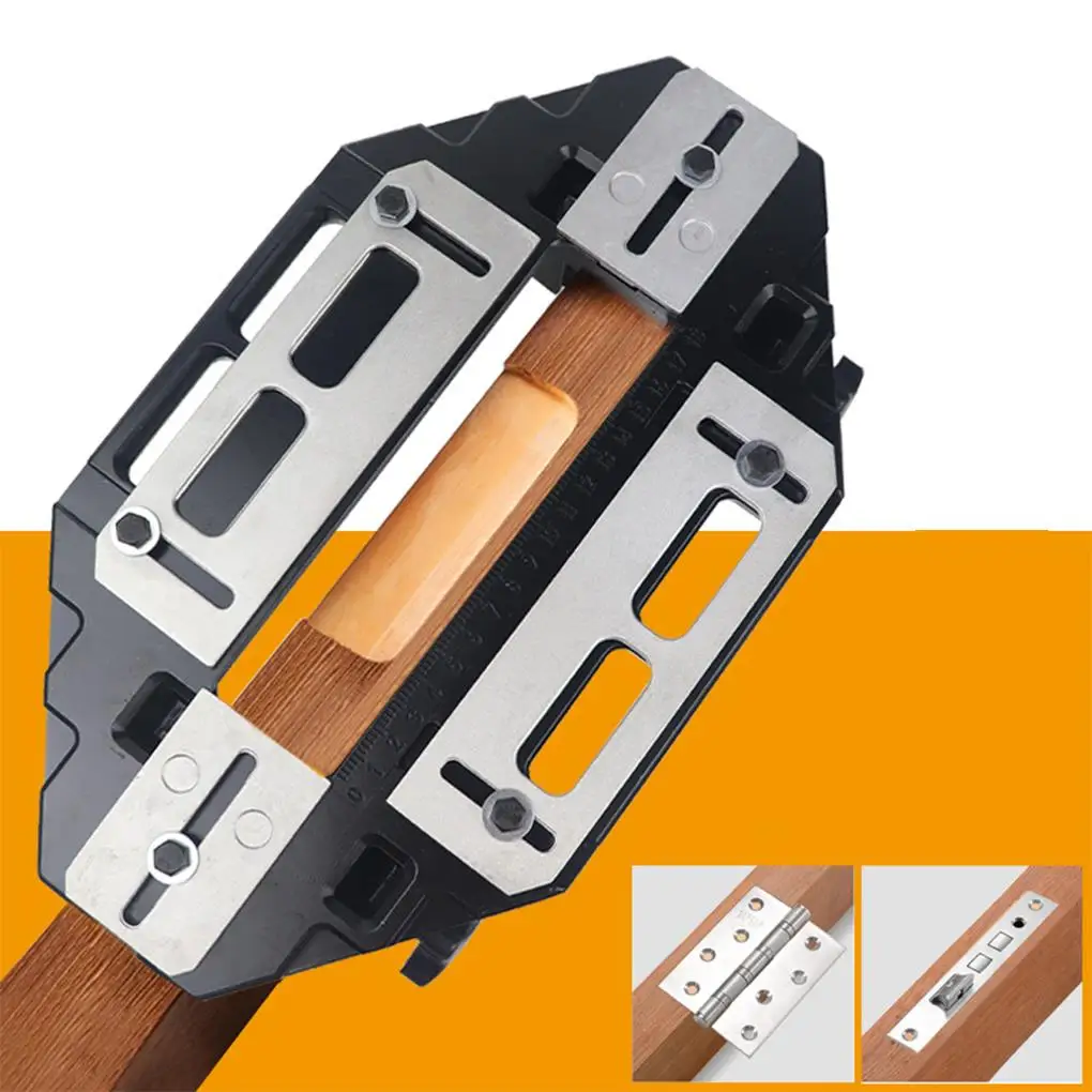 

Door Hinge Jig,Woodworking Hole Opener Slotting Locator Aluminum Alloy Door Hinge Installation Kit for Door Lock Installation