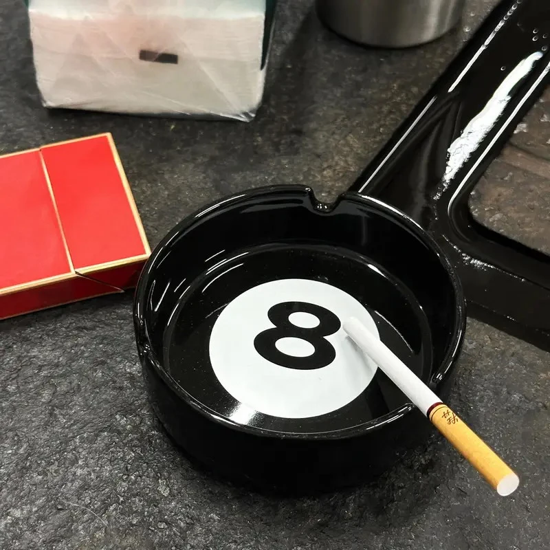 

Unique Black Eight Ceramic Ashtray Perfect For Billiard Rooms Home Bars Parties Ideal Gift & Creative Birthday Presents