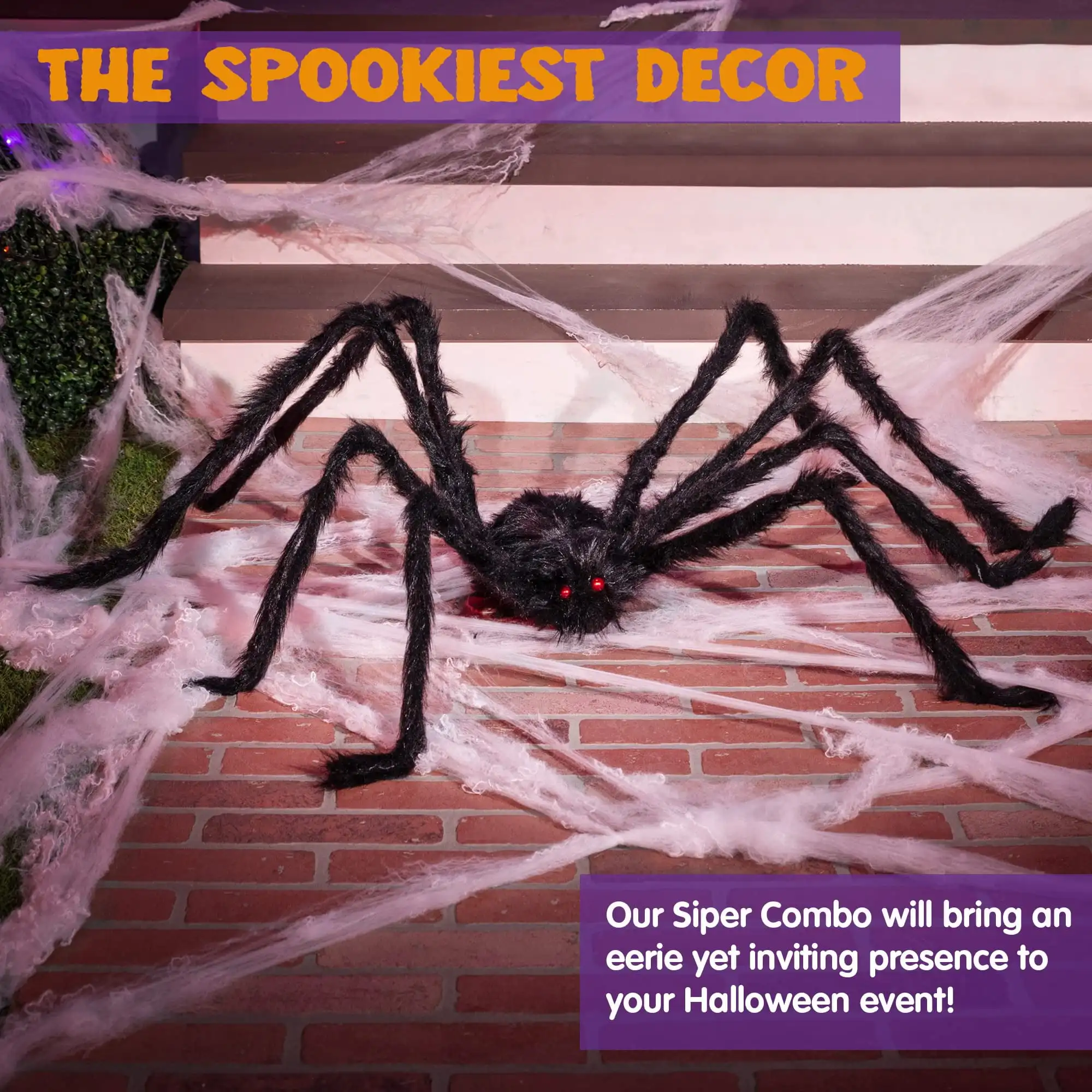 Joyfy 5 ft Giant Spider Halloween Decorations Scary Spider Halloween Outdoor Party Decorations Props Halloween Yard Decorations