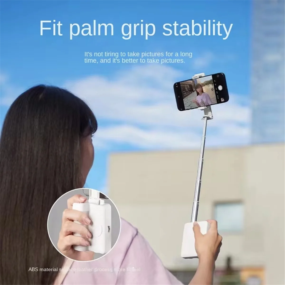 ABNJ Mobile Phone Bluetooth Camera Selfie Stick Vlog Video Focus Desktop Live Phone Holder with Fill Light White
