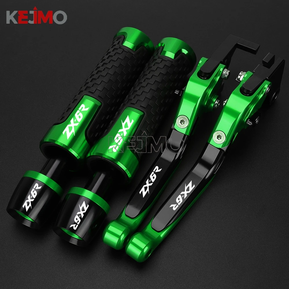 

2016 2015 2014 For Kawasaki ZX6R ZX6 R 2007 2008 2009 2010 CNC Adjustable Brake Clutch Lever Foldable Extendable Handlebar Grips