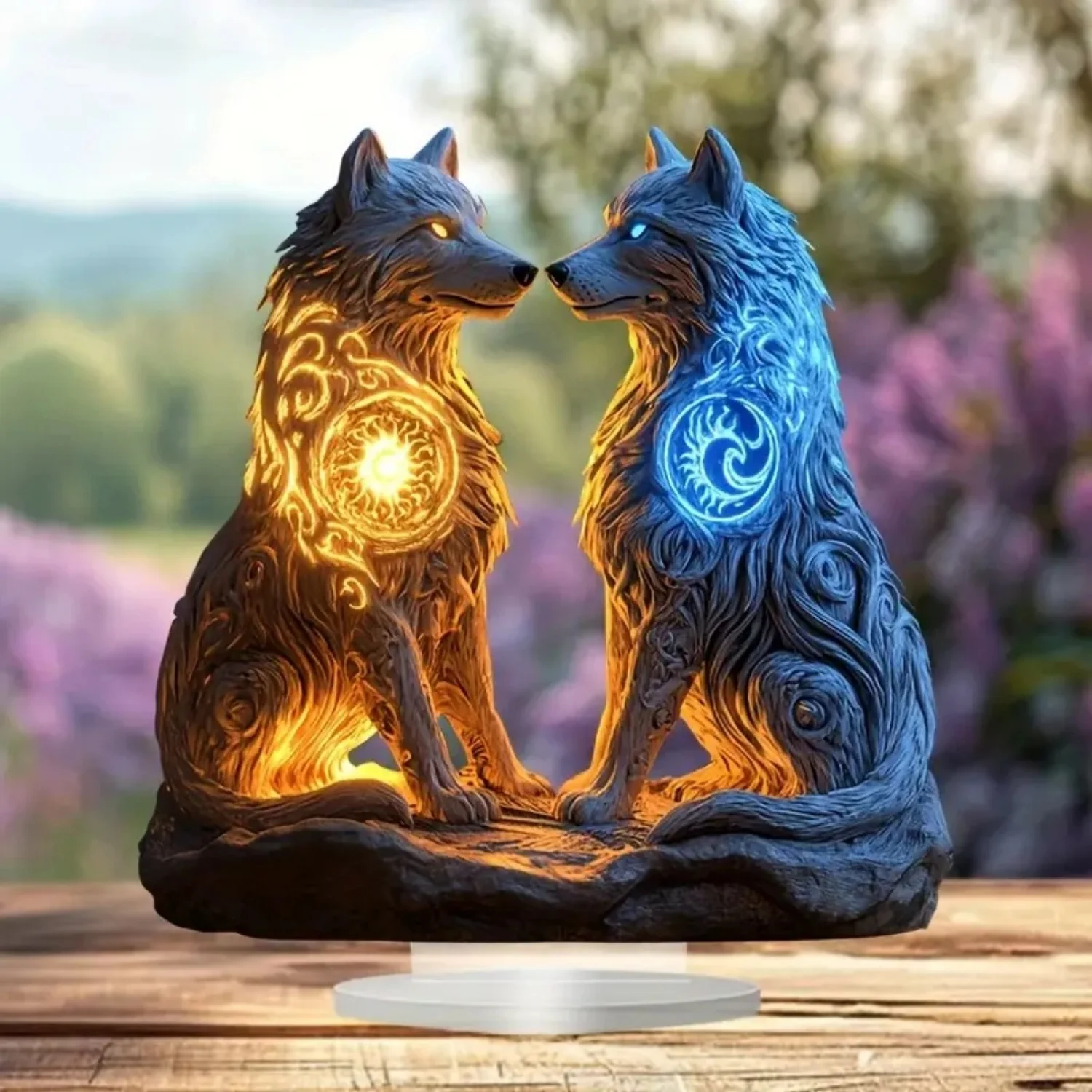 Flame Wolf Statue,2D Flat Acry - Home Decor Kit ulasan dan harga