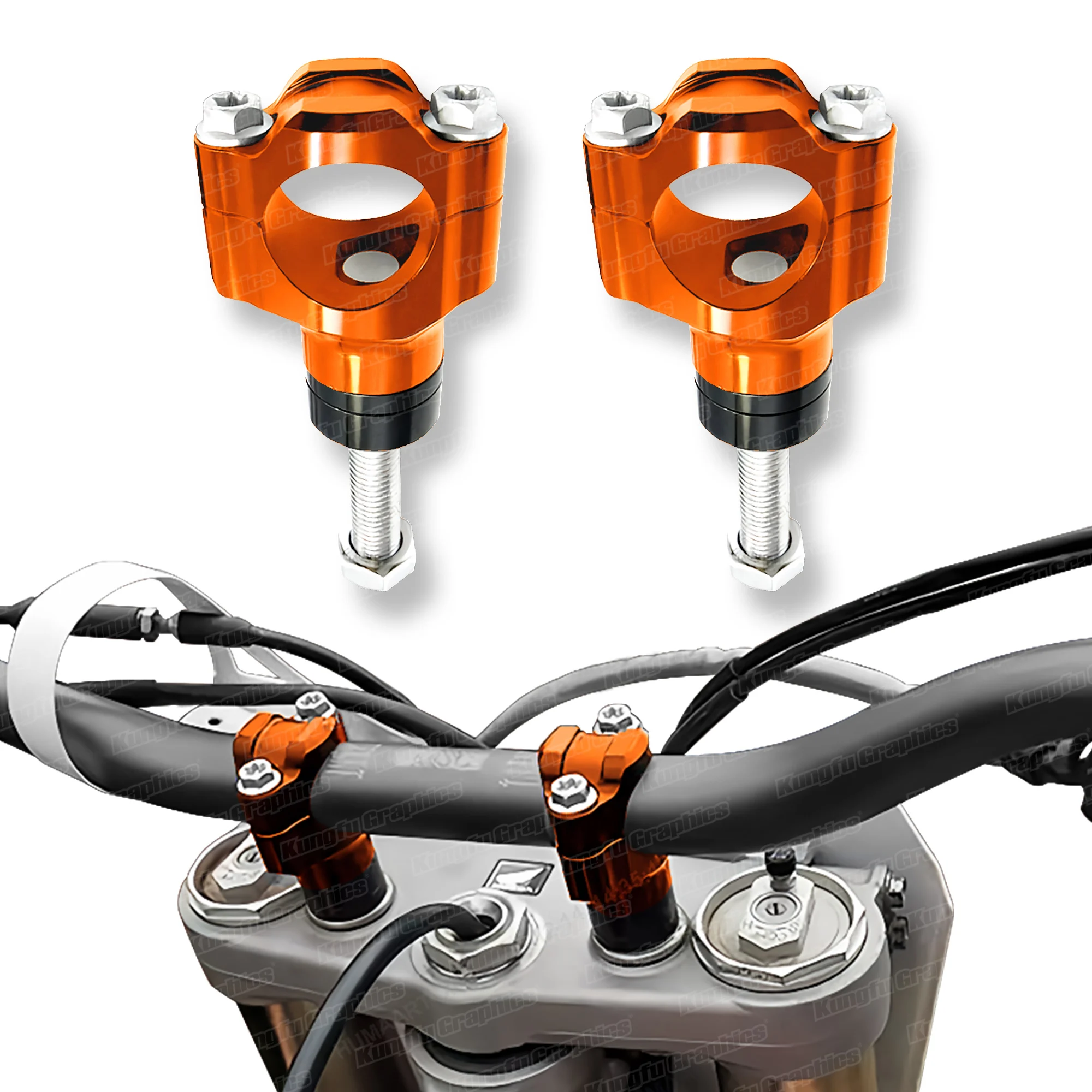 28mm Motorcycle Handlebar Risers Clamp Mount Kit for Motocross Enduro Dirt Bike KTM EXC SXF Universal, Orange