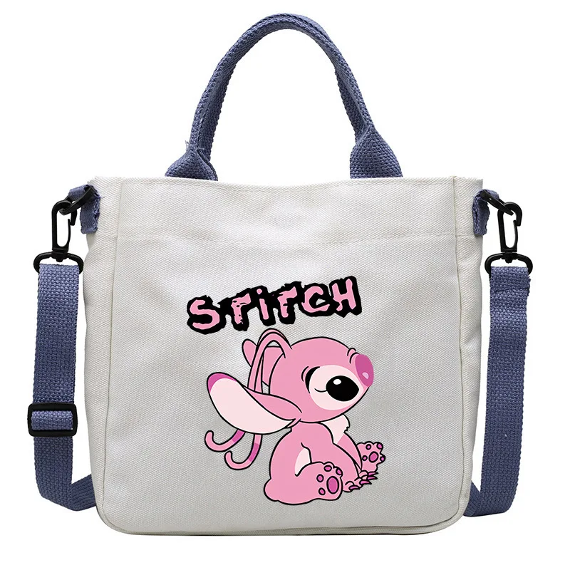 حقيبة يد قماشية من ديزني ستيتش للنساء حقائب يد كارتونية ليلو وستيتش وحزام كتف قابل للفصل وحقيبة كتف ذات سعة كبيرة