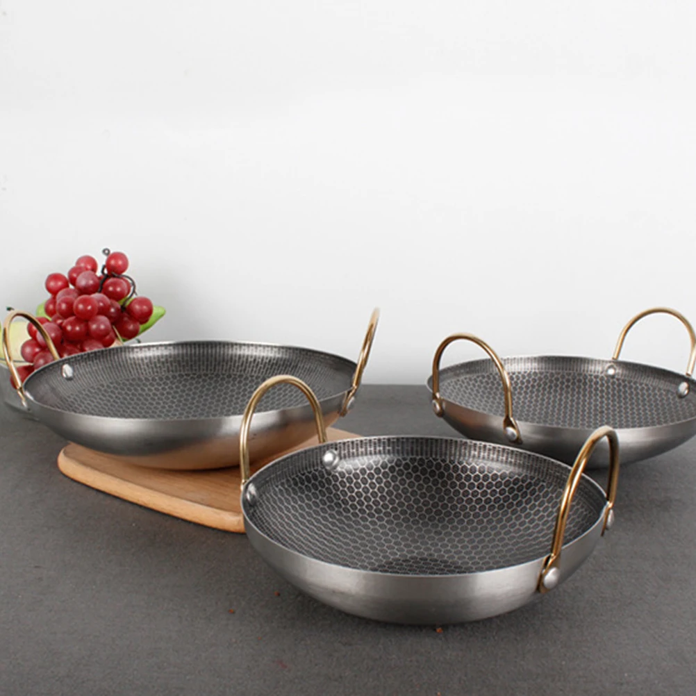 

Non Stick Dry Pan Stainless Steel Cookware Thickened Alcohol Pot Kitchen Hot Pot Easy Clean Anti Scalding Handle Practical