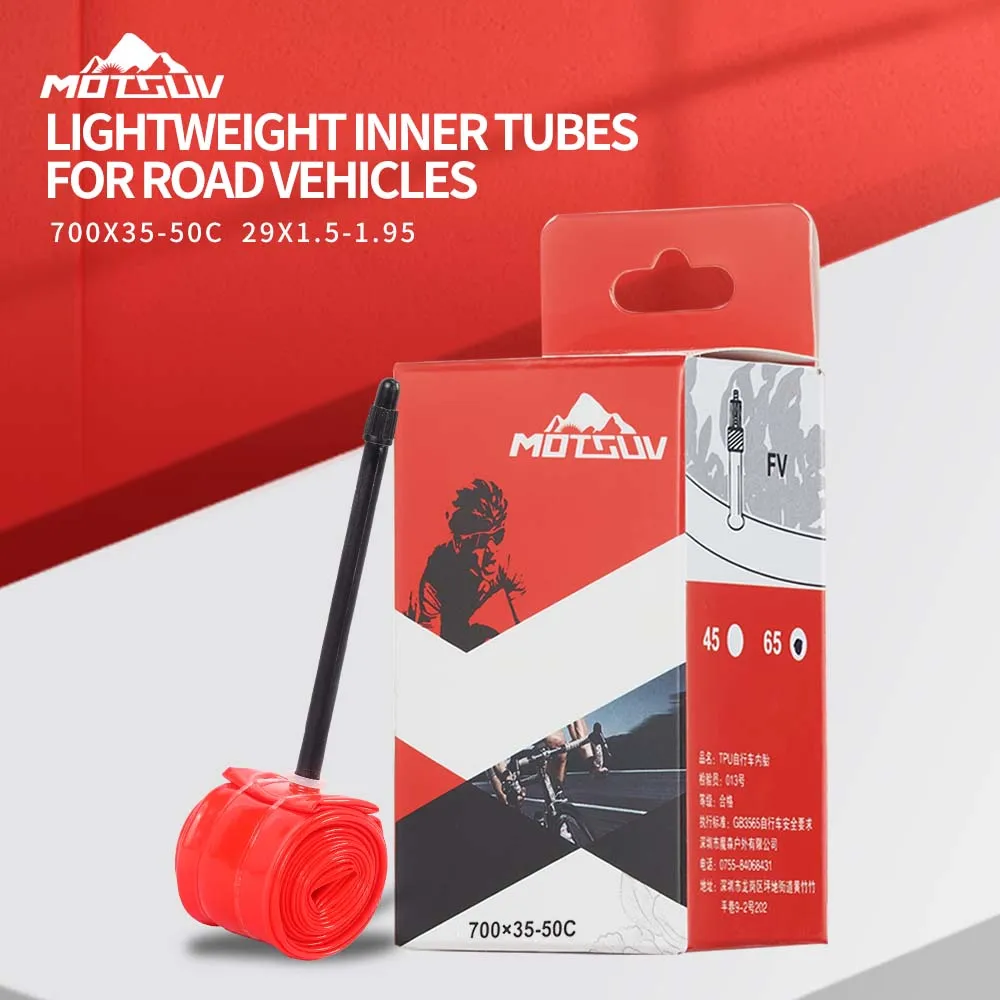 

MOTSUV High Quality TPU 700C GRAVEL Road Bike Inner Tube 700x35-50C For 35C 38C 40C 45C 50C Tire Bike MTB 29x1.5-1.95 FV45/65mm