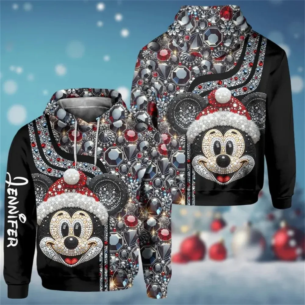 

Disney Mickey Minnie Hoodie Men and Women Merry Christmas Cartoon Print Hoodie Fashion Jacket Men's Daily Casual Y2k Hoodie