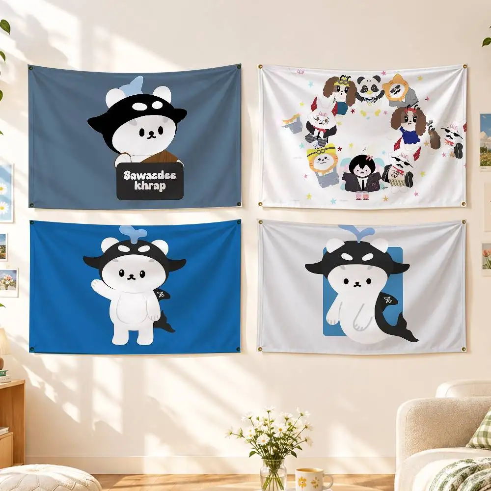 Cute GMMTV-v M-Mascot P-Polcasan  Flags Wall Hanging Background Art Banner for Bedroom Home Outdoor Decor