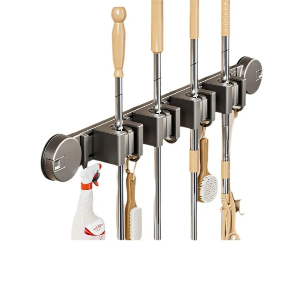 

Suction Cup Installation Mop Clip with Hook Adjustable Broom Storage Rack Rustproof Wall Mounted Bathroom Rack Home Storage