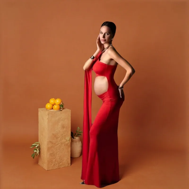 

Красное платье для беременных на одно плечо для фотосессии — сексуальное открытое платье, детский душ и смелые фотографии беременности, платье Для Беременных