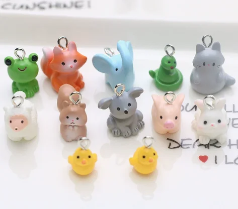 10pcs Resin animals koalas elephants squirrels Necklace Charms for Handbags Key Chain Accessories DIY Jewelry Making Gifts