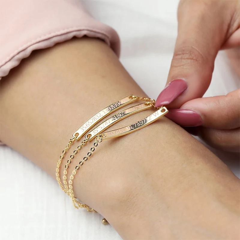 

Personalized Bangles Gold Stainless Steel Jewelry Women Bracelet Friendship Bracelet gold Custom Bracelet Necklace Women Gift