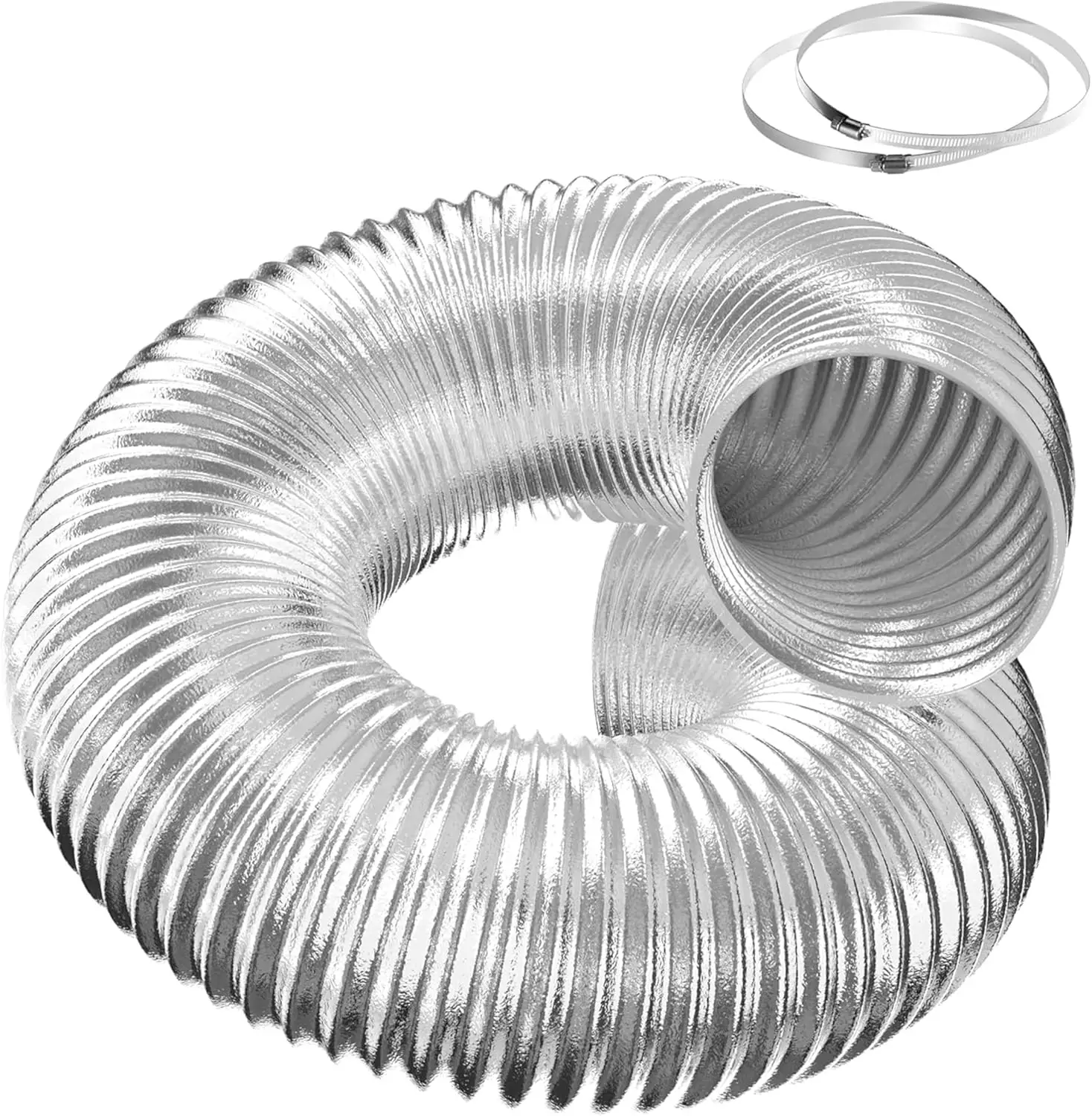 

Гибкий алюминиевый воздуховод 14 дюймов, 25 футов, с зажимами и защитной сухожильной трубкой для систем отопления, охлаждения, вентиляции и вытяжных вентиляторов