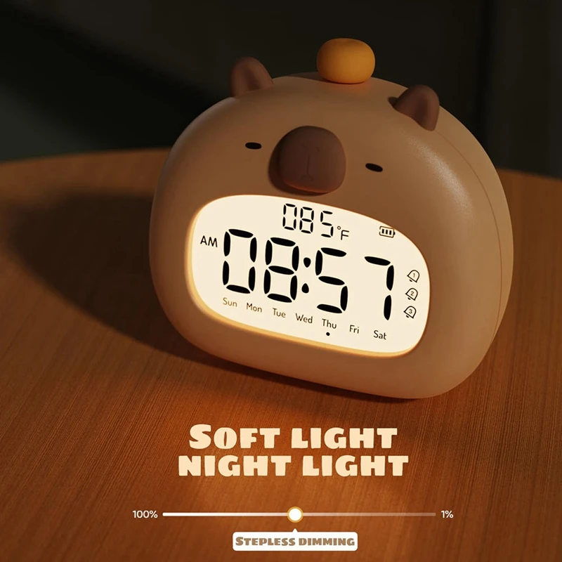 Capybara Alarm Clock For Kids, Ready To Rise Children's Sleep Trainer, Dimming Night Light 1PCS A