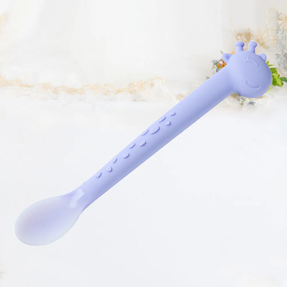 

Креативная силиконовая детская ложка фиолетового цвета, мягкая, нескользящая, для кормления новорожденных, для рисовой каши, легко моется, подходит для микроволновой печи, посуда для малышей