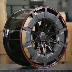 Flow formed forged process 16 17 18 19 inch 10 hole split spoke alloy wheel rim carbon fibre for passenger car