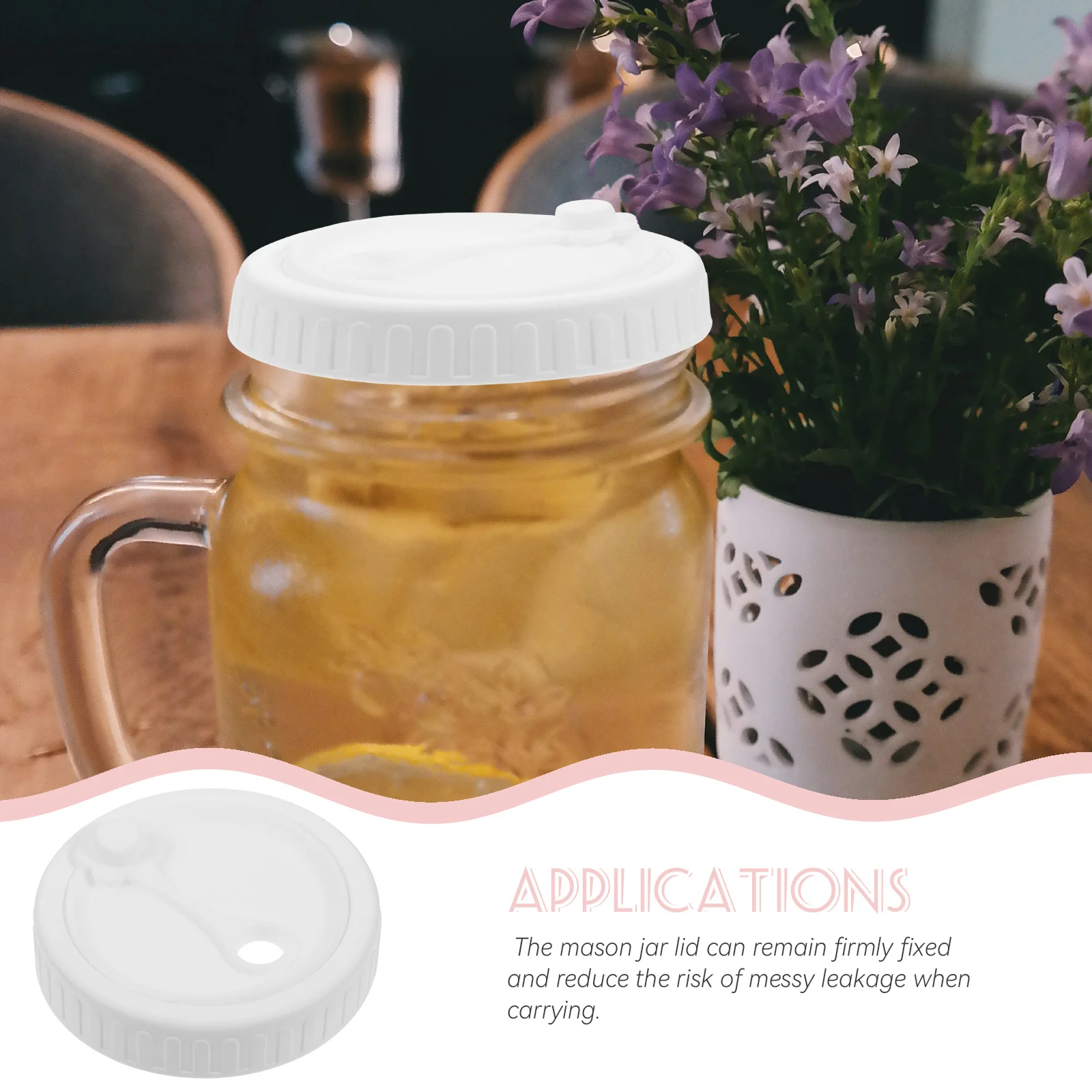 

Silicone Mason Jar Lid Wide Mouth 86mm Replacement Drinking Lid Cover Leak Resistant Straw Hole Compatible Jar Accessory