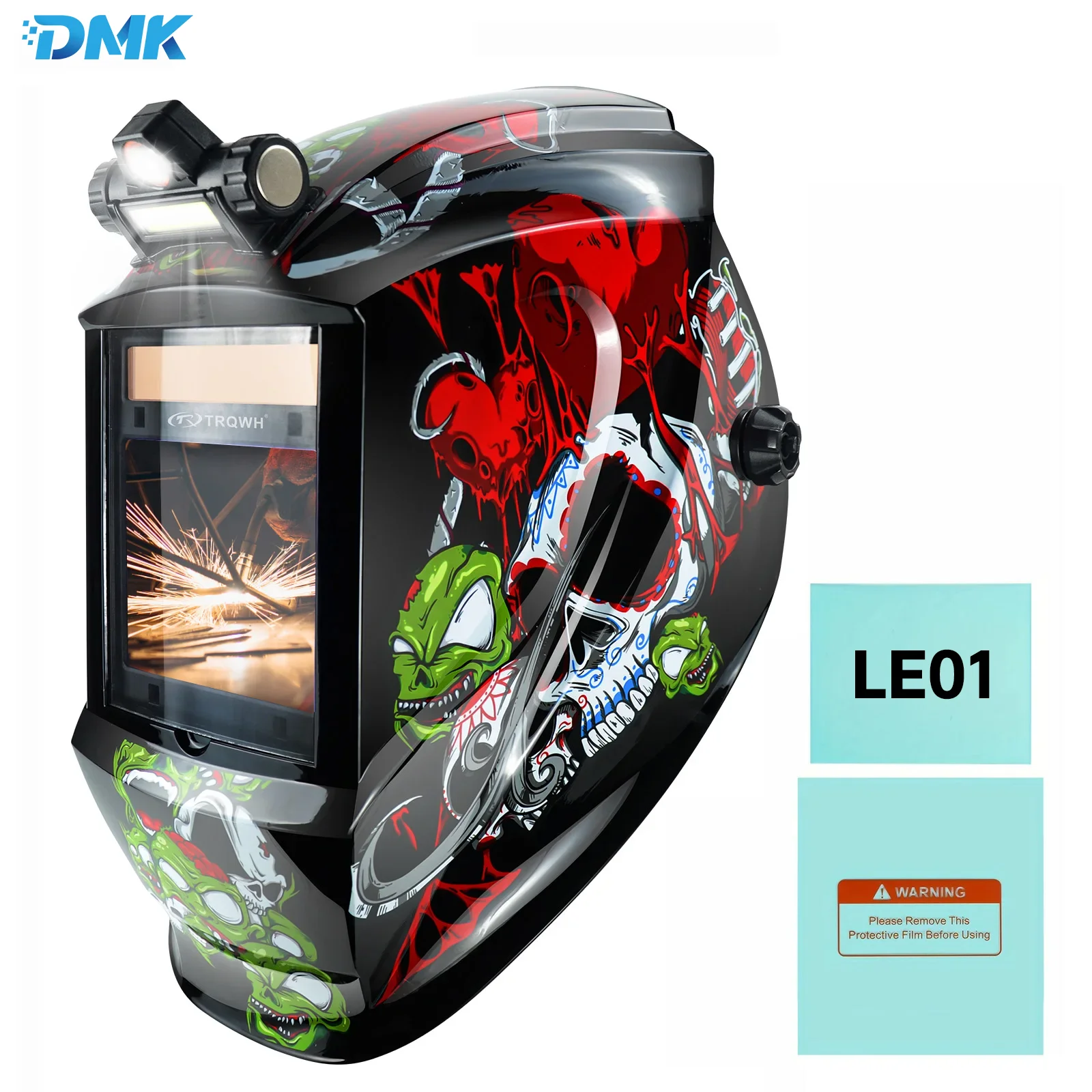 

Laser Welding Helmet Auto Darkening with LED Light Large View True Color 4 Arc Sensor Wide Shade 4/5-9/9-13 TIG MIG Arc Grinding