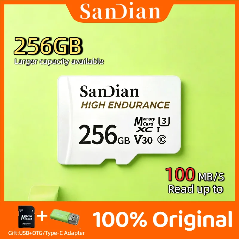 

High Endurance Original Micro TF SD Card 128GB 256GB V30 C10 For Dash Cam Home Security Surveillance 24 7 DVR