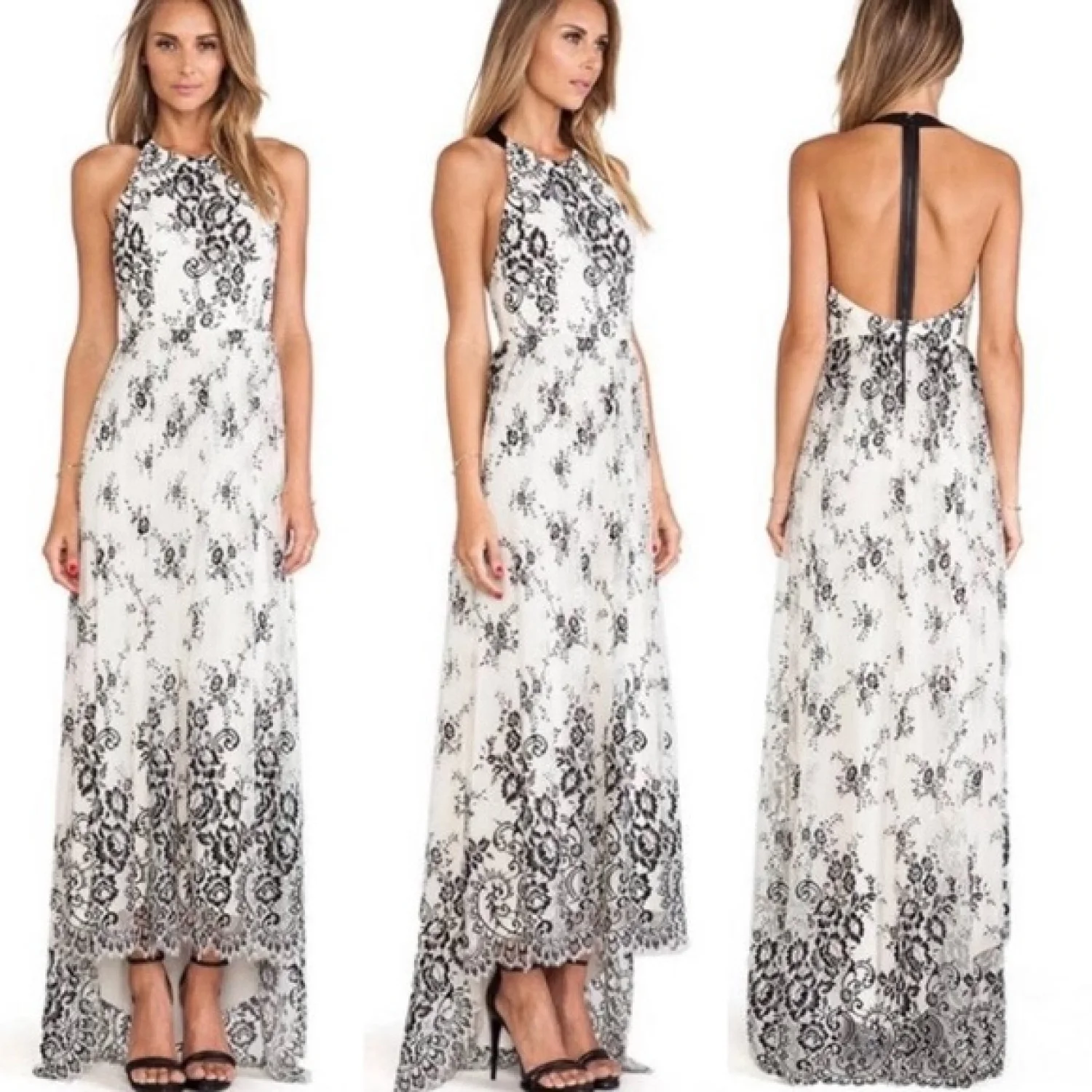 

Кожаная ночная рубашка с цветочной вышивкой