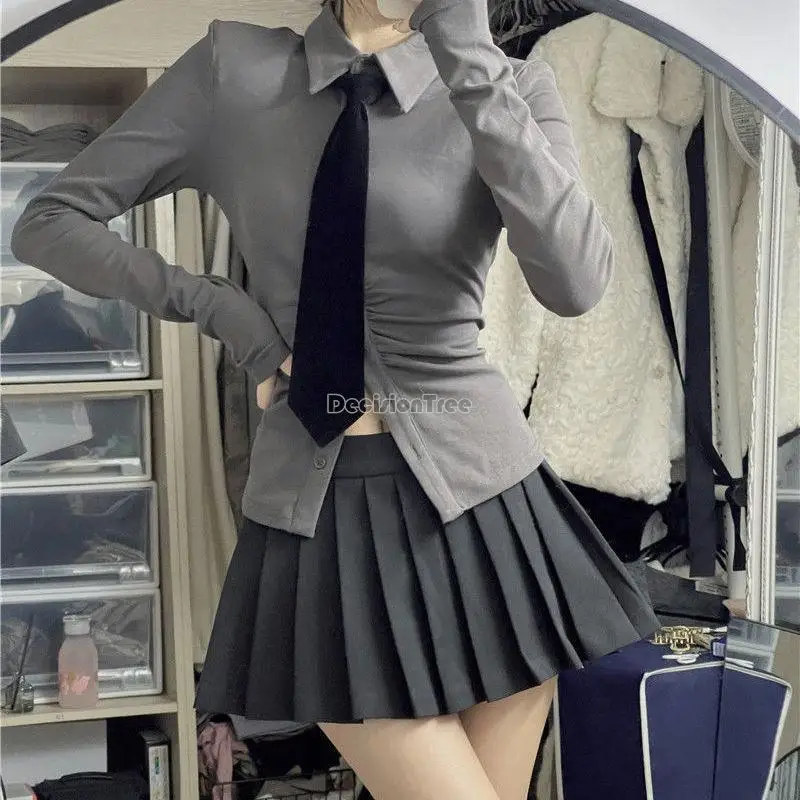 2025 Japón Corea universidad jk uniforme traje de mujer Otoño Invierno manga larga chica sexy falda plisada delgada jk uniforme escolar a714