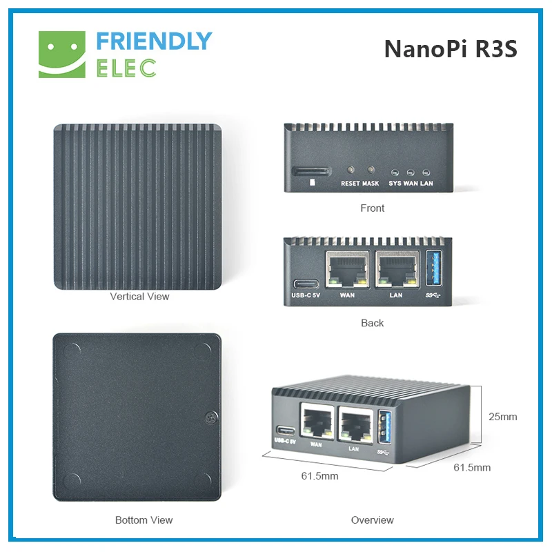 Imagem -06 - Rockchip Rk3566 2gb Ram 0gb 32gb Emmc Porta Ethernet Dual Gbps Nanopi-r3s