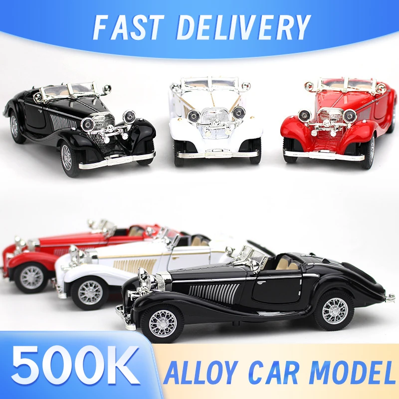 1:28 Model Vintage Car Alloy Diecast Vehicle 500K Pull Back Car Simulation Collection Gift Toys For Children Boy