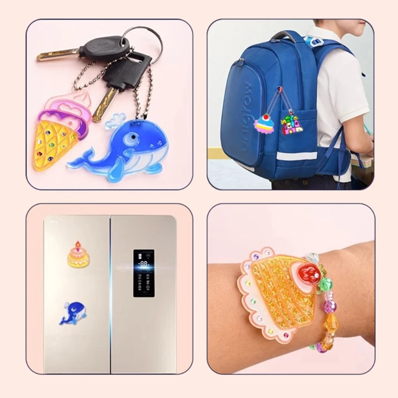 DIY Key Chain ศิลปะหัตถกรรมชุดเพชรกาวภาพวาดจี้ของเล่นเด็ก Interactive Party Supplies ห้องเรียน Props