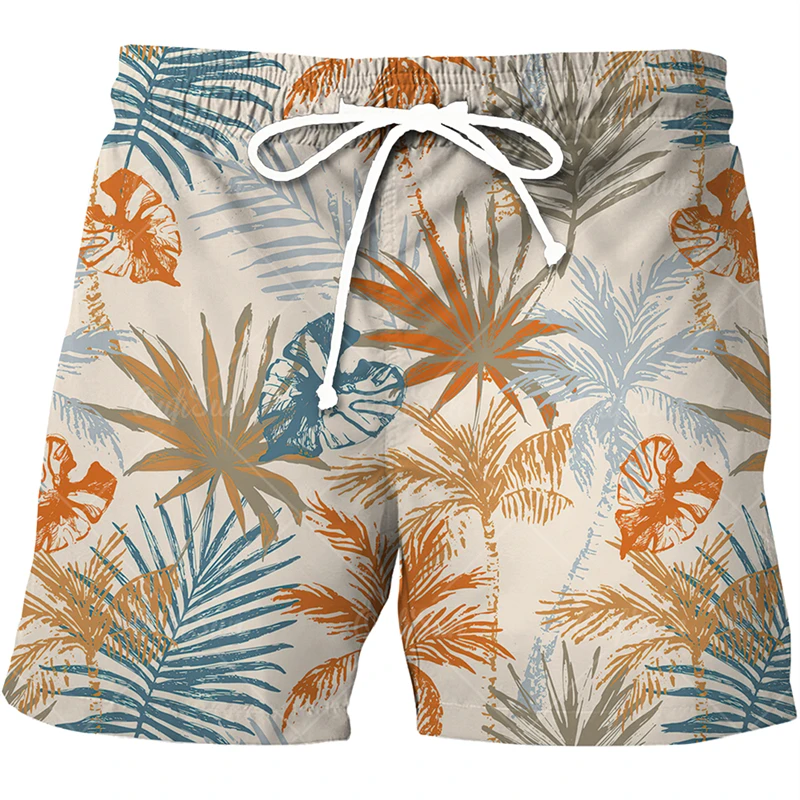 Calção de praia masculina com impressão 3D, trópicos havaianos, calça de natação, férias, surf, nova moda