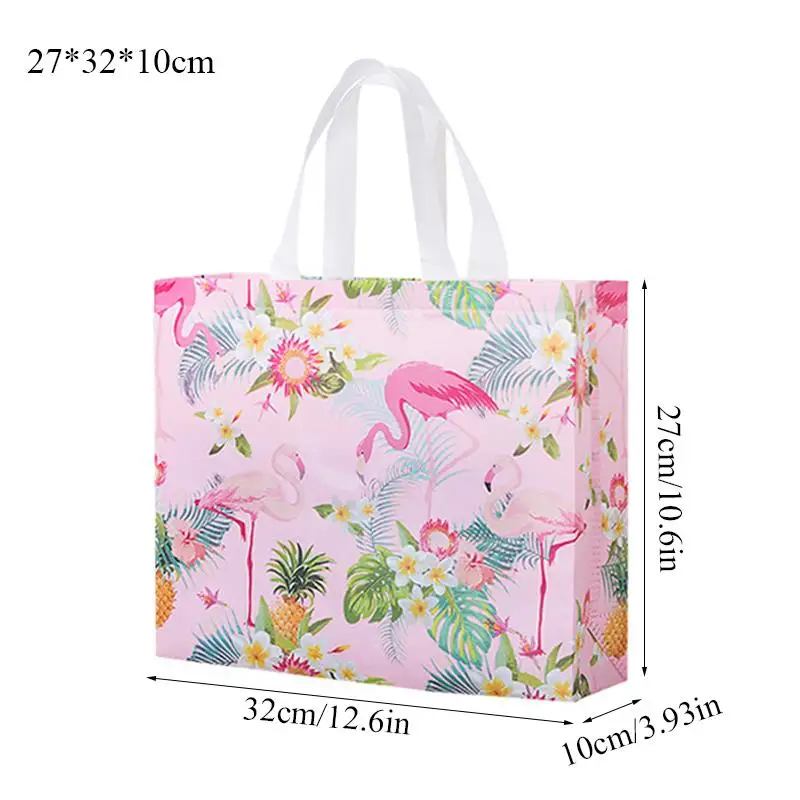 Fashion Pink Flamingo Printed Shopping Bag Non-Woven Fabric Eco Shopping Pouch Reusable Tote Handbag Travel Grocery Folding Bags
