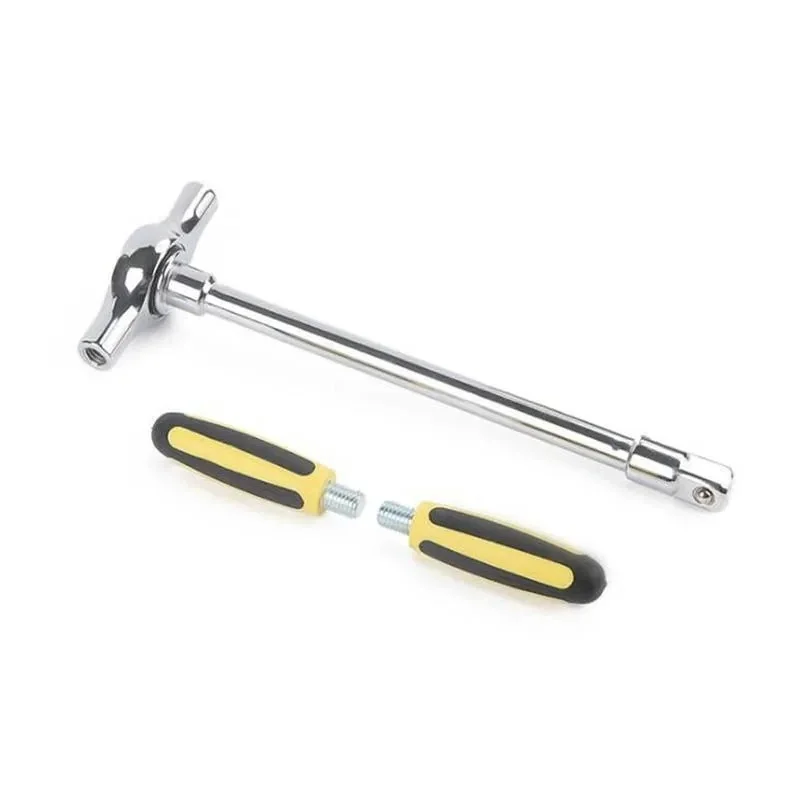 JUSTINLAU 1/4 3/8 1/2 Inch T‑Type Spanner Ratchet Hexagon Socket Wrench Detachable Handle Bike Hand Repair Tool