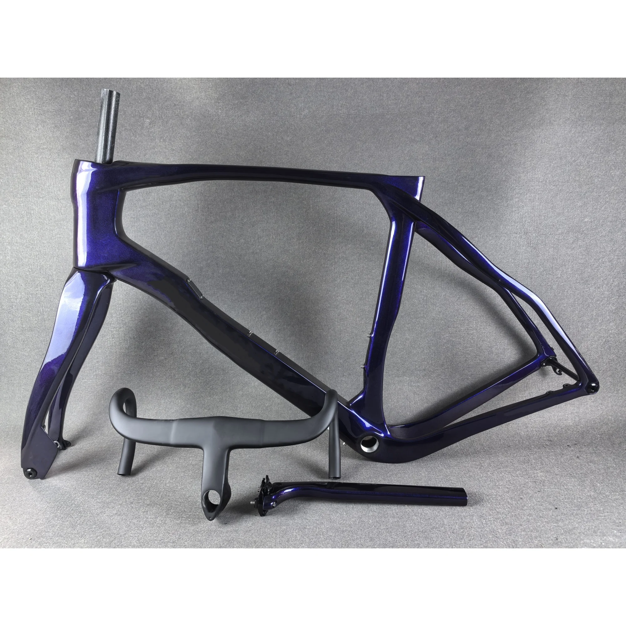 

Рама гравийного велосипеда из углеродного волокна 2024, синий цвет хамелеона, T1100 BSA, комплект рамы гоночного велосипеда с дисковым тормозом + руль, индивидуальный логотип DPD