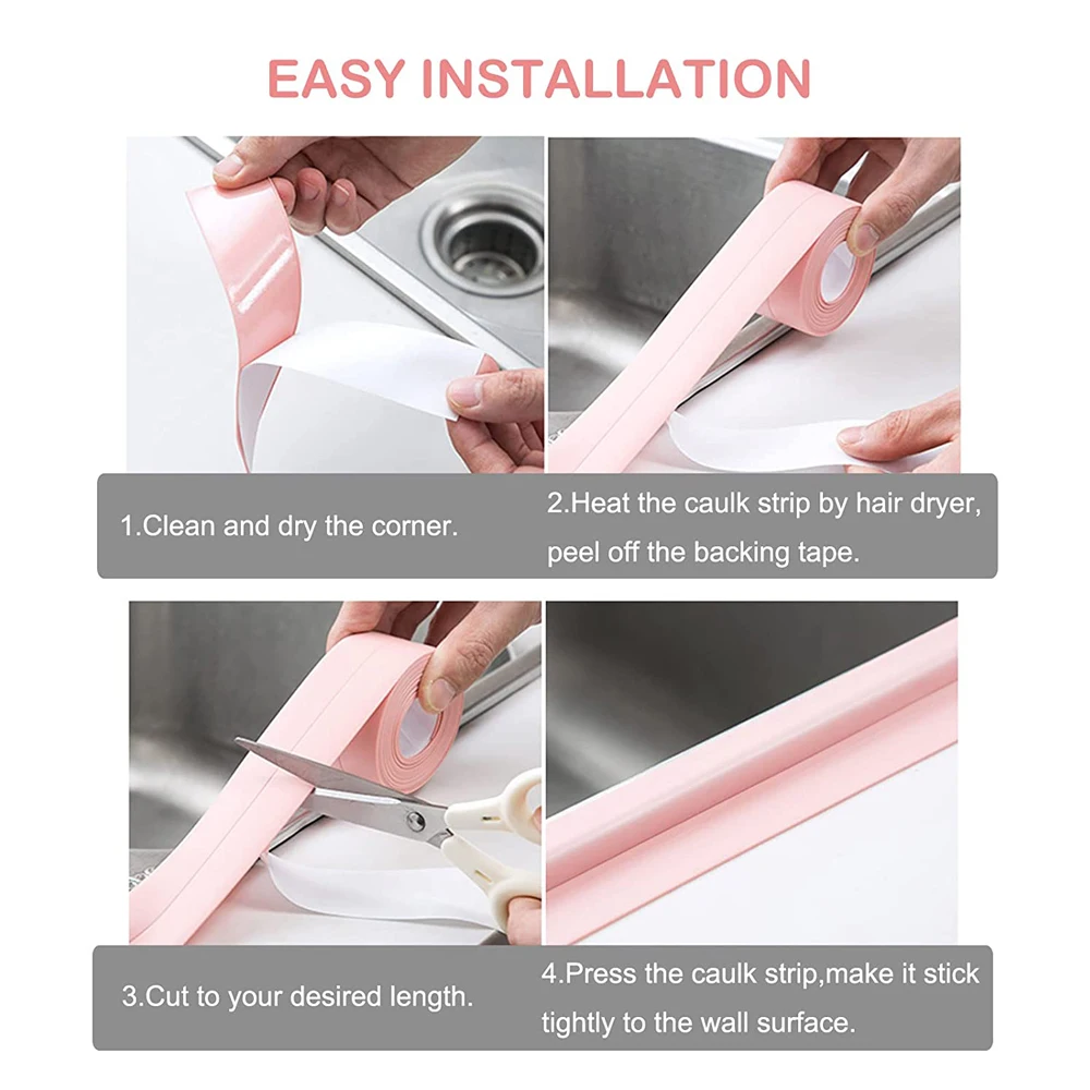 3.2M Bath Caulk Tape Self Adhesive Waterproof Toilet Sealing Strip Tape  PVC Oil-Proof Kitchen Sink Edge Corner Wall Sticker