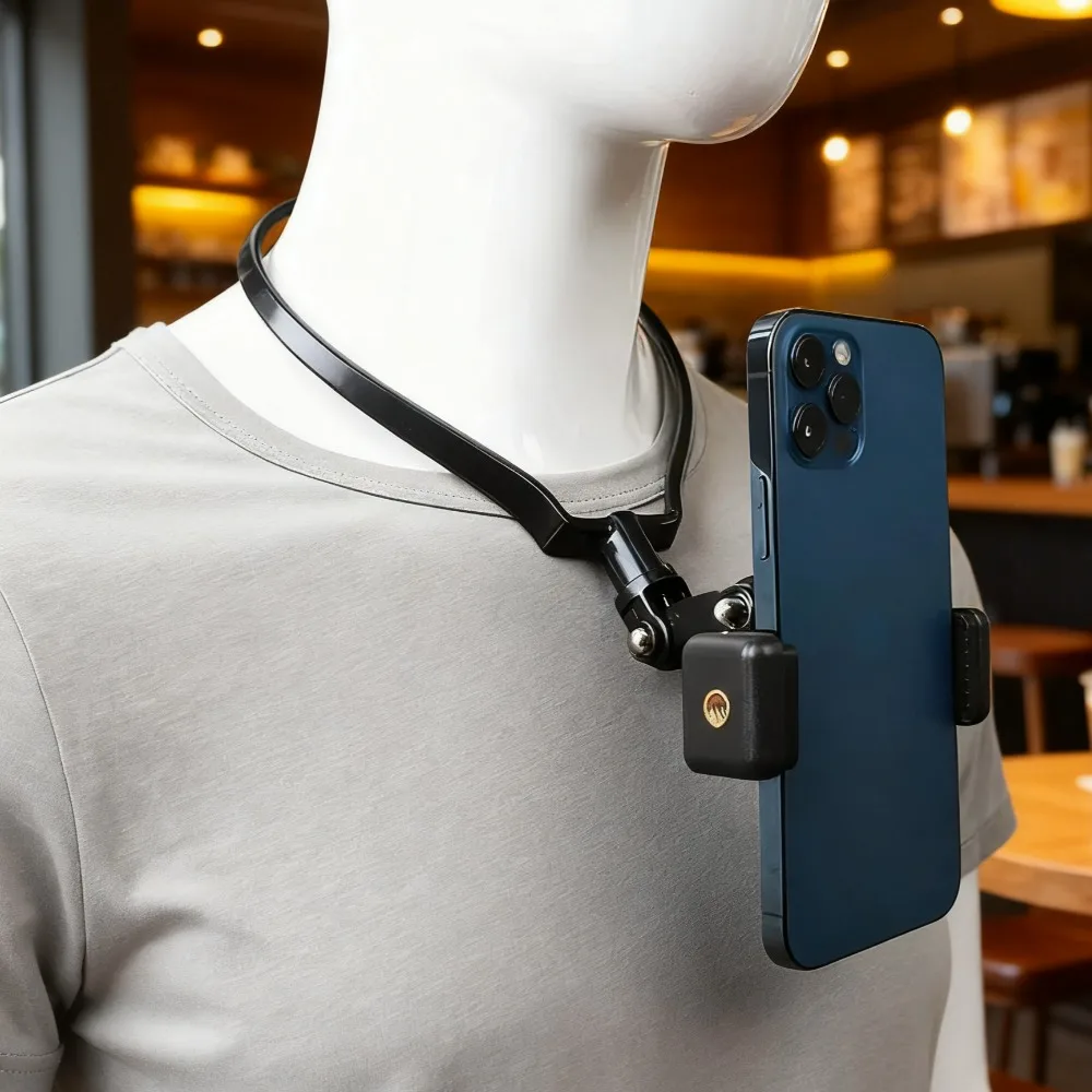 

Носимый держатель для телефона на шею для iPhone 16, Samsung, свободные руки, первая запись, гибкий, легкий вес