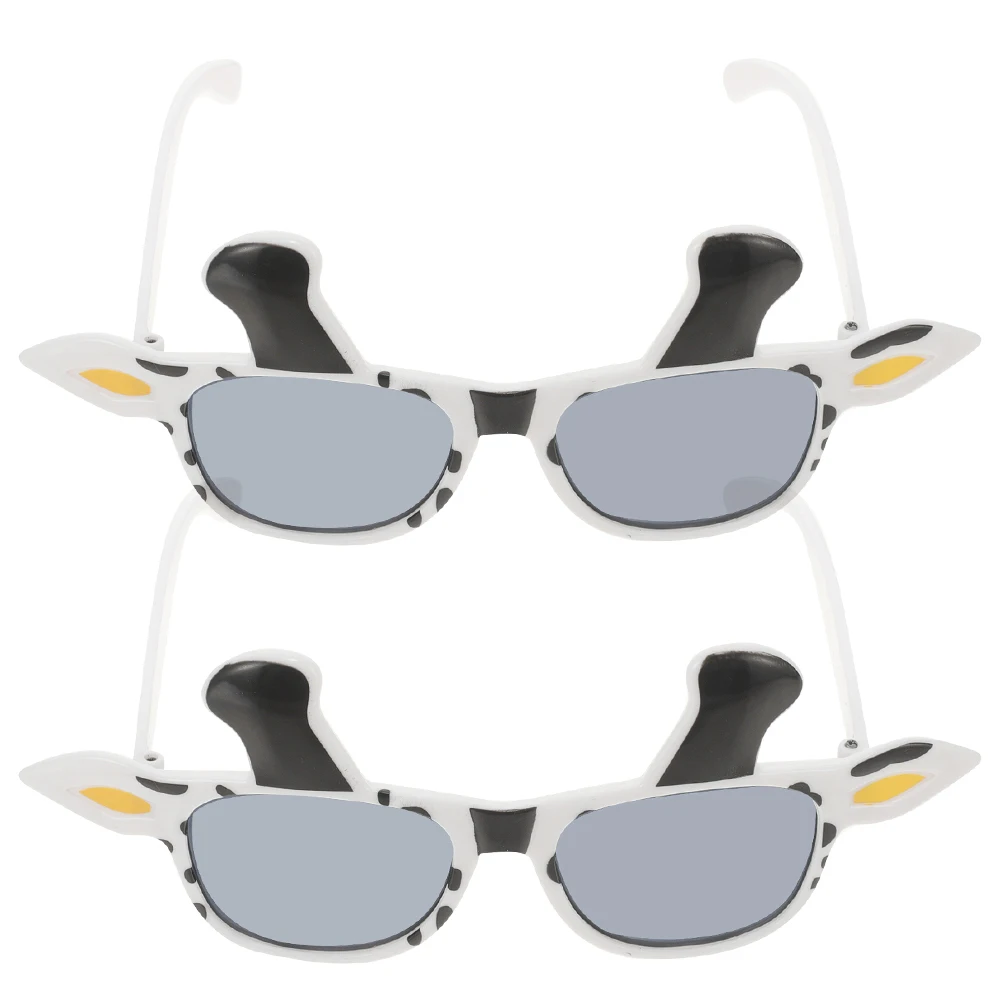

2 Pcs Cow Animal Glasses Cartoon Eye Fun Adults Eyeglasses Prop Props Birthday Cosplay Sunglasses