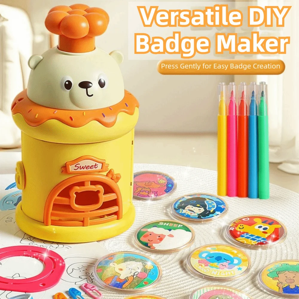 

Manual Press Badge Maker Machine Portable Reusable Badge Maker Tool Round Badge Interchangeable Die Badge Press Machine Kit