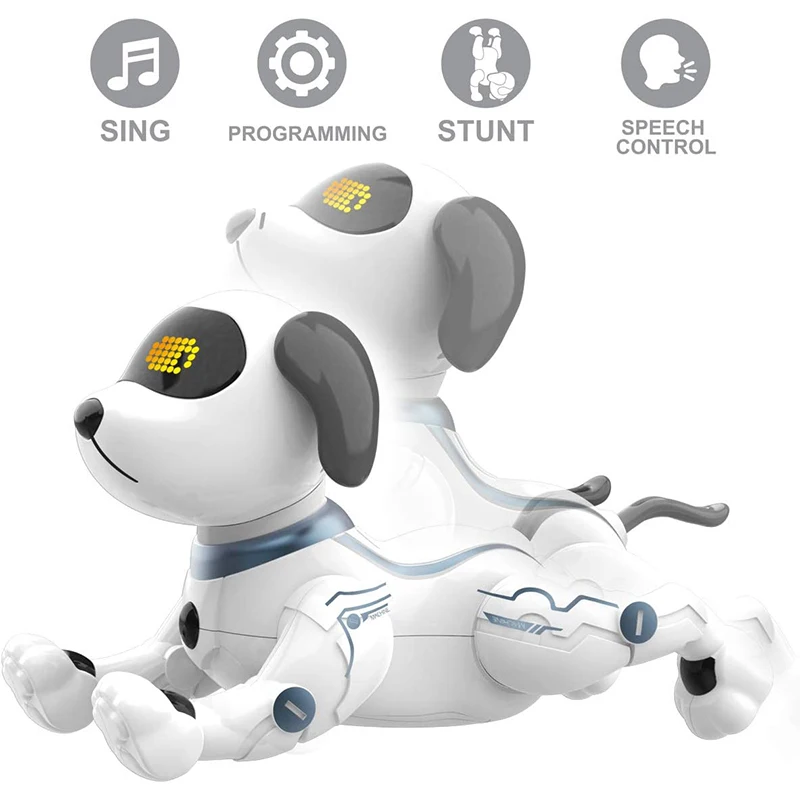 Chien télécommandé pour enfants, chiot cascadeur, jouets vocaux, support à main, push-up, animal de compagnie électronique, son de phtalrobot pour garçons et filles, RC Robtiendra c