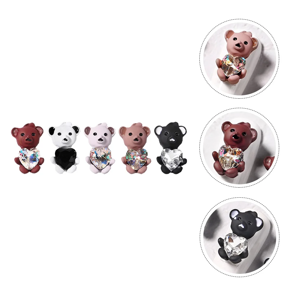 

5Pcs Bear Rhinestone Nail Art Decor Accessories DIY Manicure Stickers Charms Craft Supplies Jewelry Making Tools