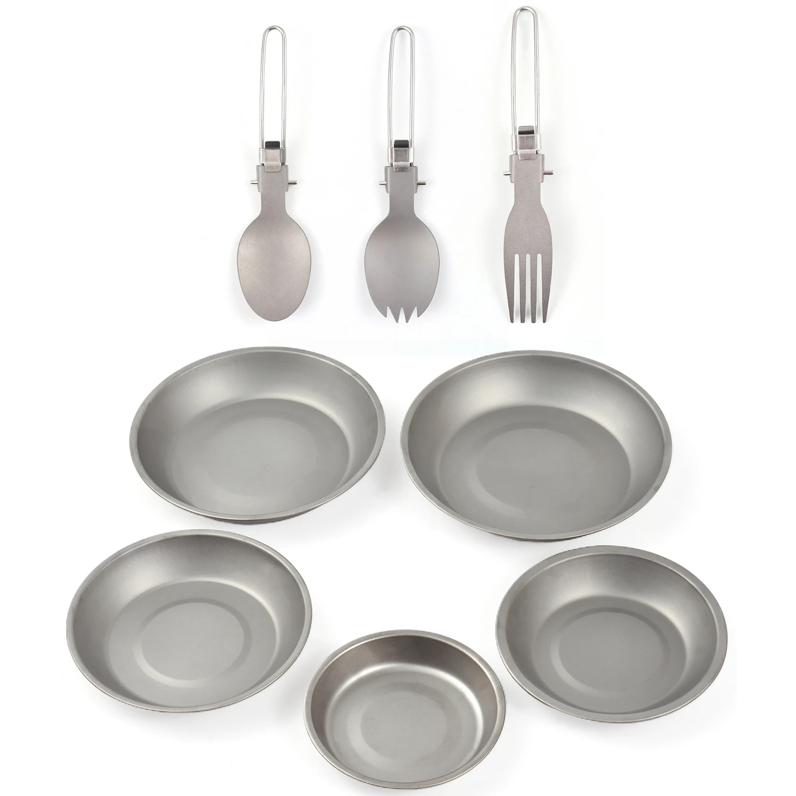 

Camping Plate and Utensil Set 5PCS Plate and Folding Fork Spoon Utensil Lightweight Outdoor Tableware for BBQ Hiking Picnic