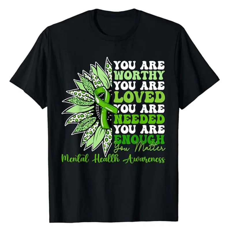 

Motivational Support Warrior Mental Health Awareness Gifts T-Shirt Sùnlower Groovy Graphic Outfits Letters Printed Saying Tees