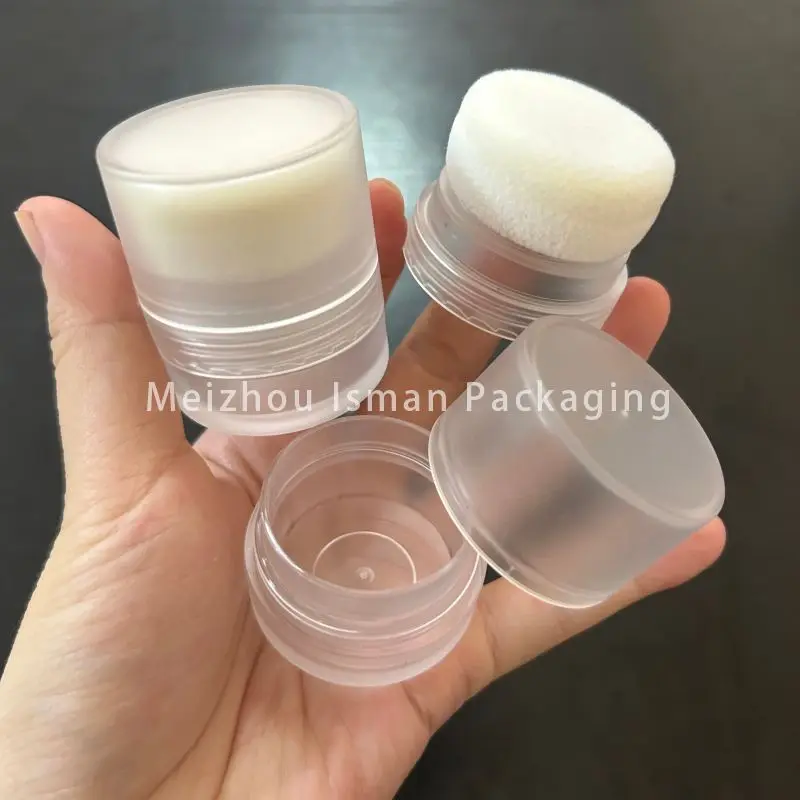 

50Pcs frosted hair care setting loose powder container with mirror puff empty round cosmetic makeup blush powder case jar 5g