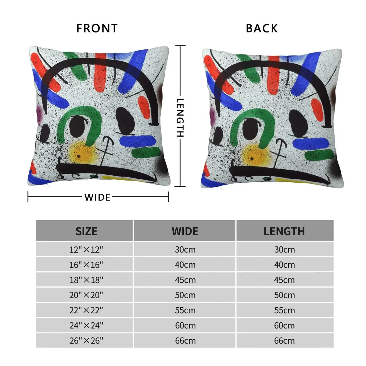 Joan Miro Art Work Pillowcase Polyester Linen Velvet Printed Zip Decor Bed Cushion Cover 45x45