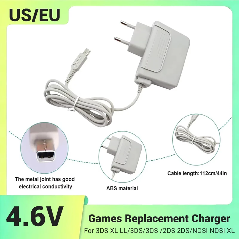 AC 100-240V Games Replacement Charger For 3DS XL LL/3DS/3DS /2DS 2DS/NDSI NDSI XL EU US Plug DC 4.6V Power Supply