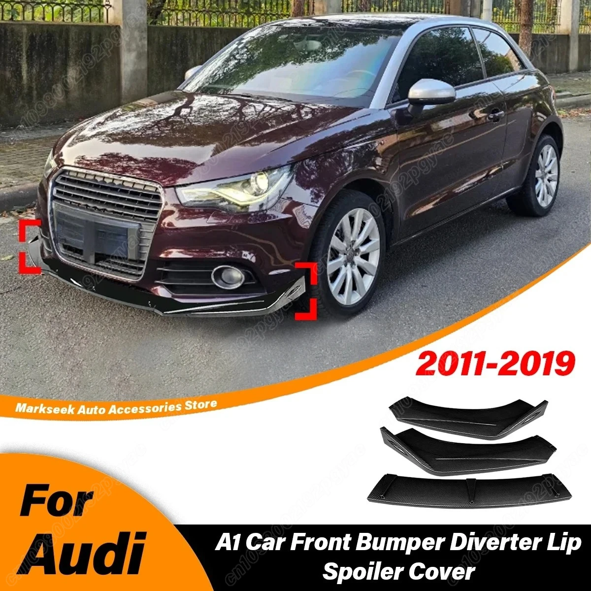 

For Audi A1 8X 2011 2012 2013 2014 2015 2016 2017 2018 2019 Automobile Front Bumper Splitter Lip Splitter Body Modification Kit