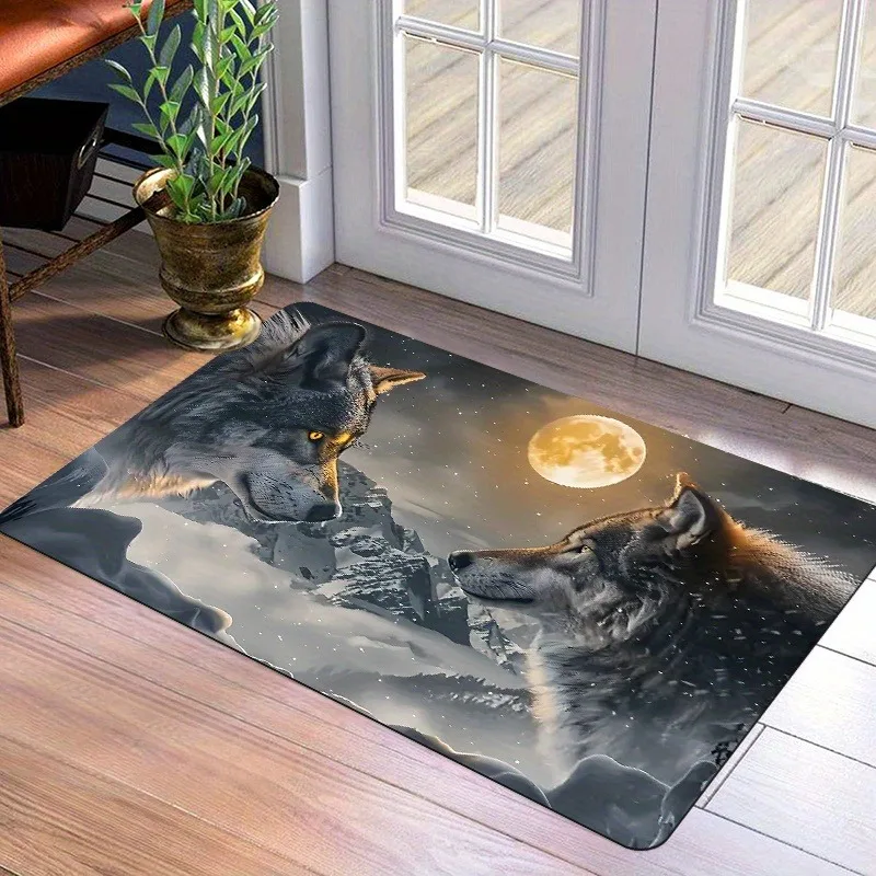 

1PC Wolf pattern Door Mats Kitchen Rugs Non-Slip Pop arts design Living room Rugs Bath Mat Carpet for Home Sink Laundry Decor