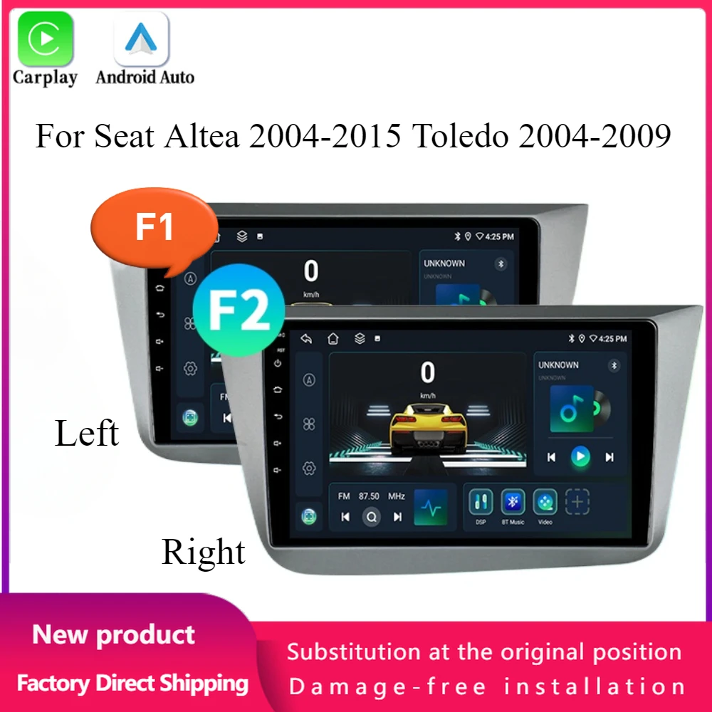 

For Seat Altea 2004-2015 Toledo 2004-2009 Android 14 Car Radio Multimedia 4G GPS Navigation Wireless BT CarPlay Screen Stereo