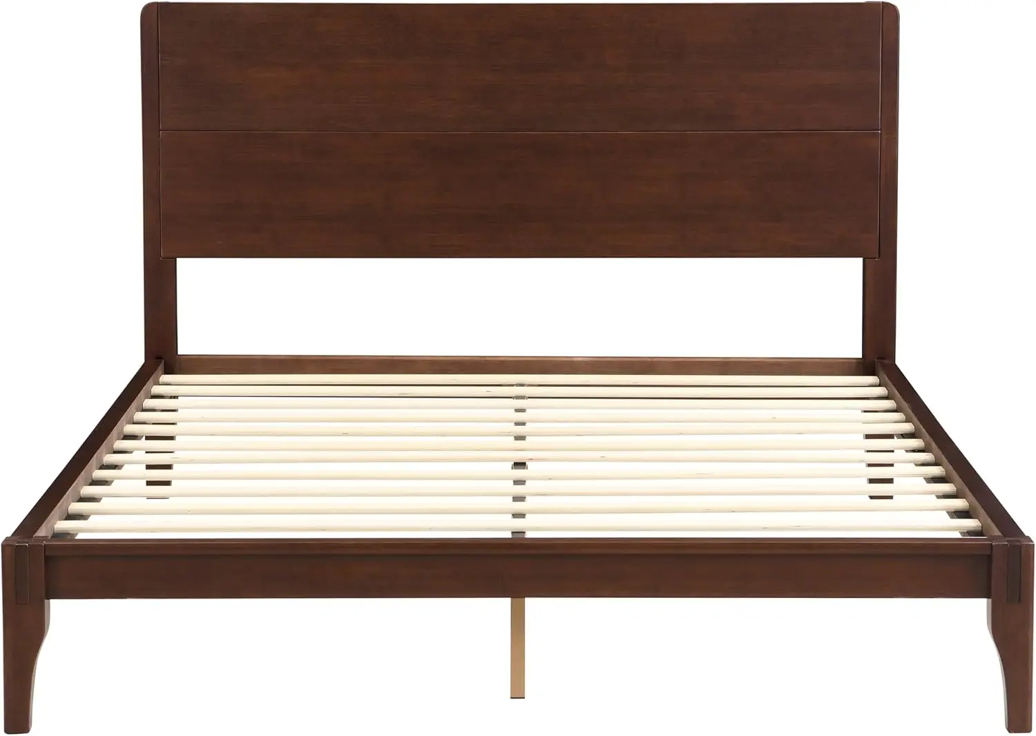 Merax Queen Size Bamboo Platform Bed, Mid-Century Modern Bed Frame with Tall Headboard, Solid Sustainable Bedframe Queen-Size, W